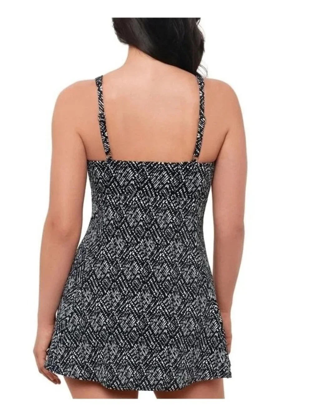 Swim Solutions Women's 14 Swim Dress Black & White e1375 - Picture 2 of 9